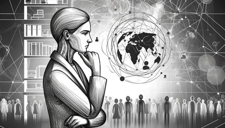 Une femme qui est dans une position laisse croire qu'elle pense