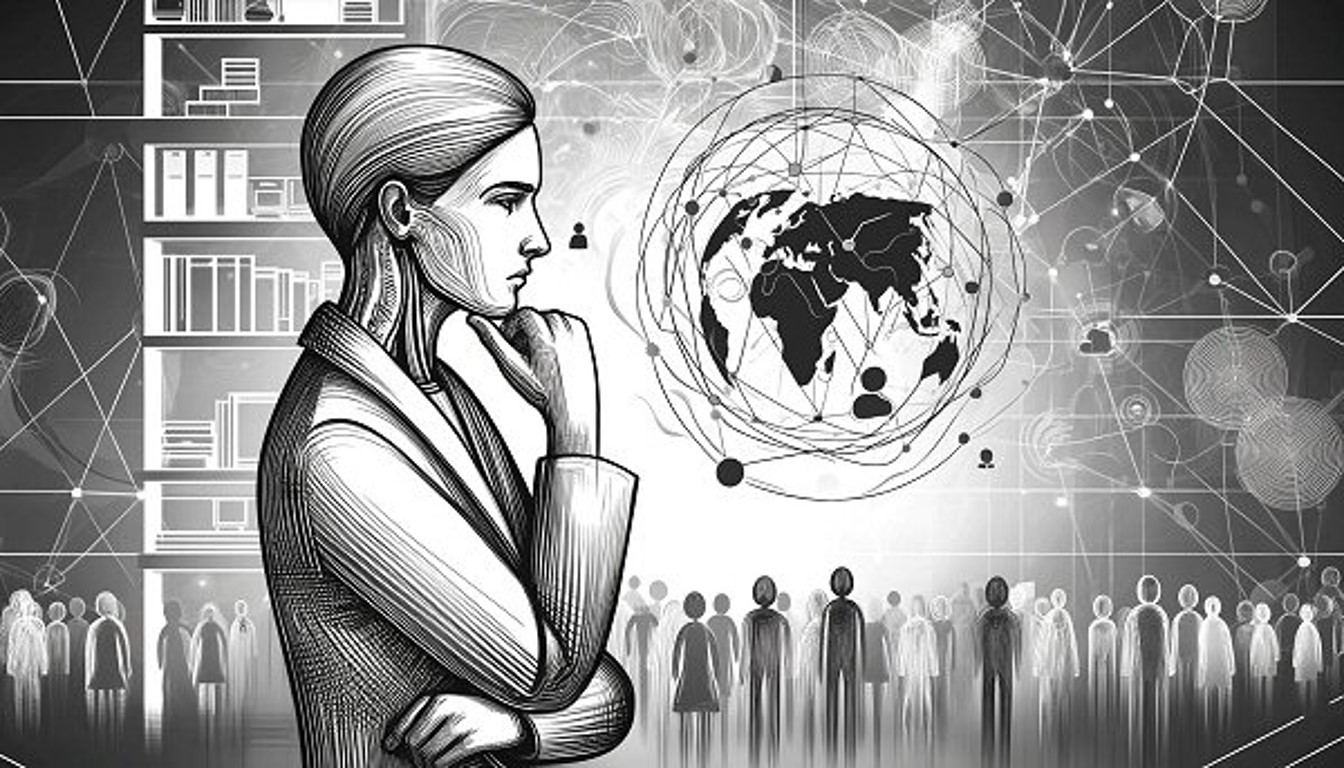 Une femme qui est dans une position laisse croire qu'elle pense