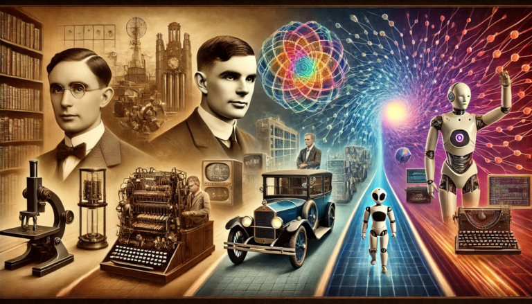 Une illustration montrant l'évolution de l'intelligence artificielle, allant des systèmes simples comme des règles basiques à des technologies plus complexes telles que l'apprentissage automatique et des robots avancés, avec un fond représentant cette progression.